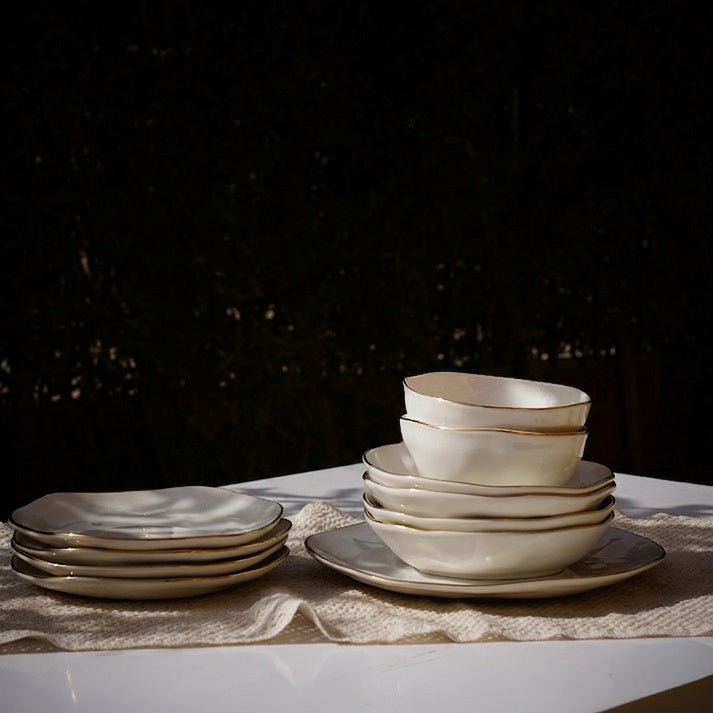 Golden Edge Texture Dinner Set (24 Piece)