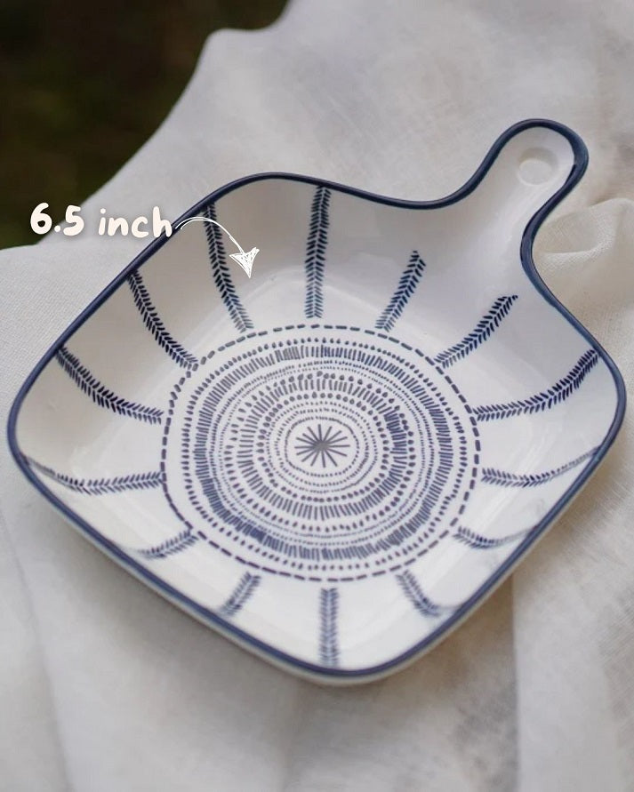 Indigo Bloom Handle Dish