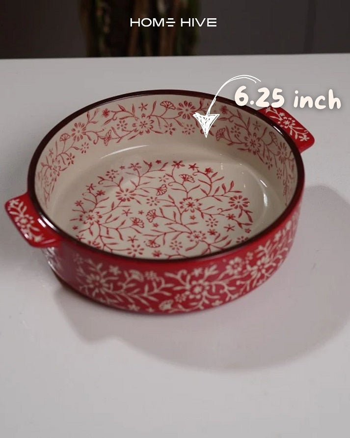 Scarlet Bloom Round Dish