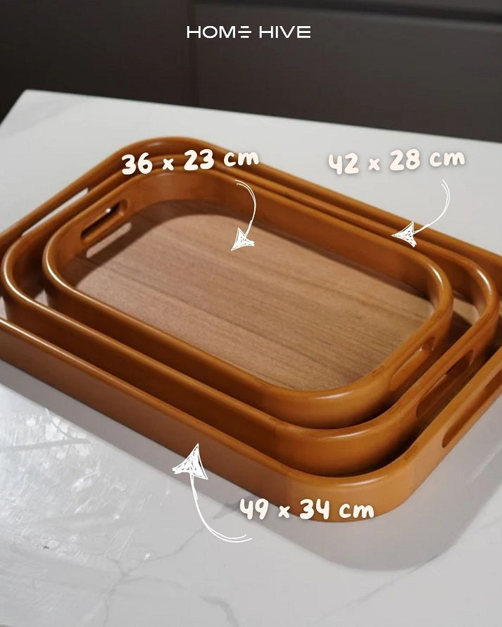 Rustic Wooden Tray (3 Pieces)