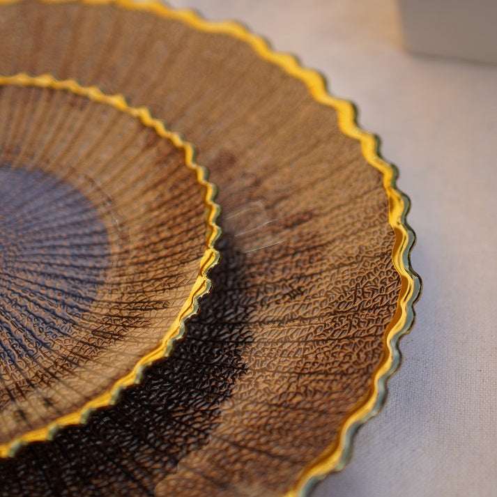 Crystal Lace Plate Set – Mocha Gold