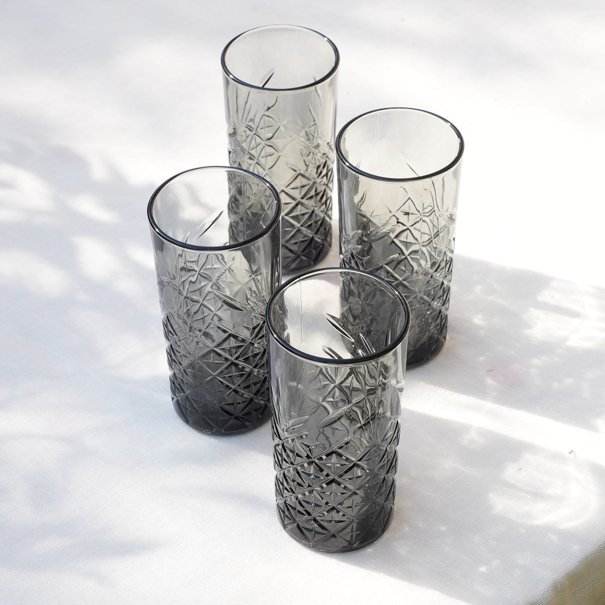 Noir Diamond Highball Glasses Set (4 Pieces)