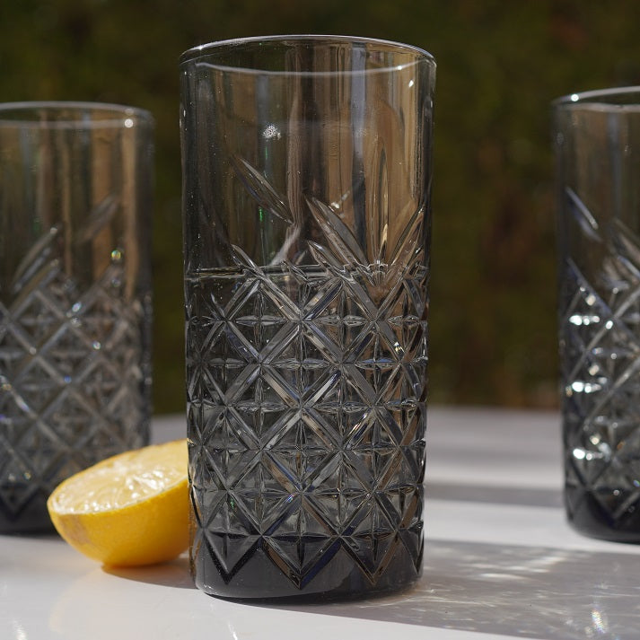 Noir Diamond Highball Glasses Set (4 Pieces)