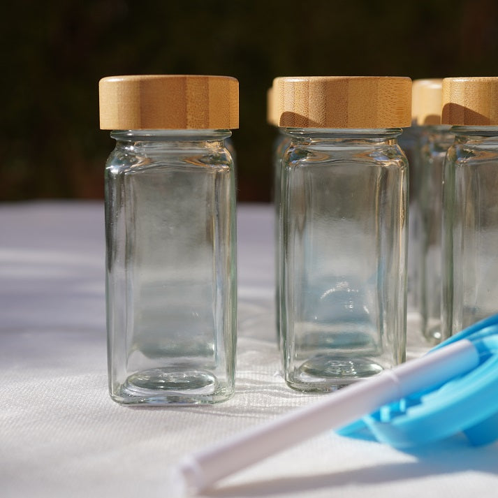 Bamboo Lid Spice Jar Set (12 Pieces)