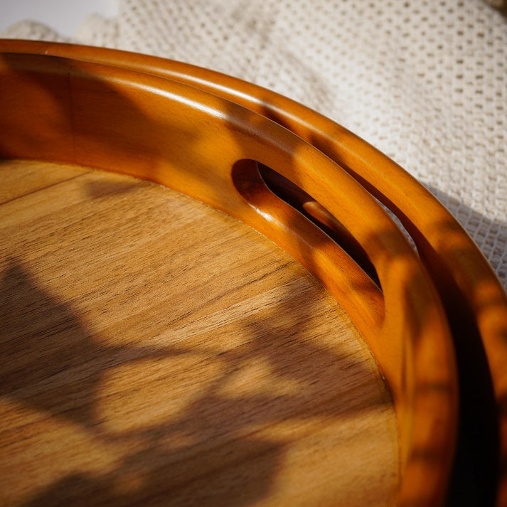 rustic Round wooden tray (2 pieces)