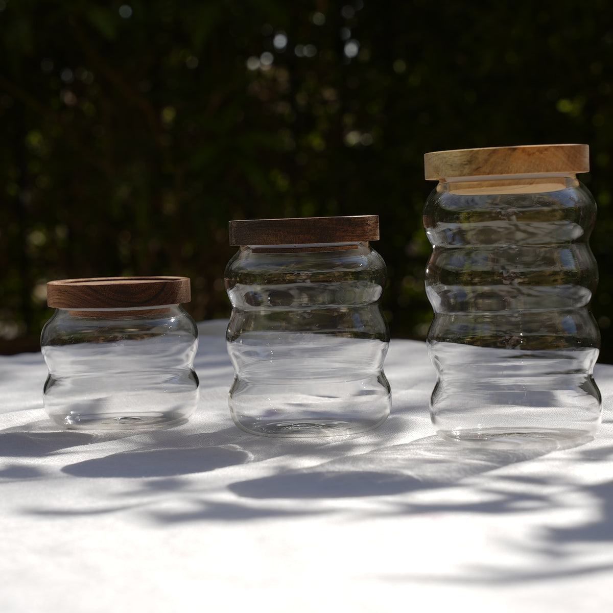 Ripple Glass Storage Jar Set (3 Pieces)