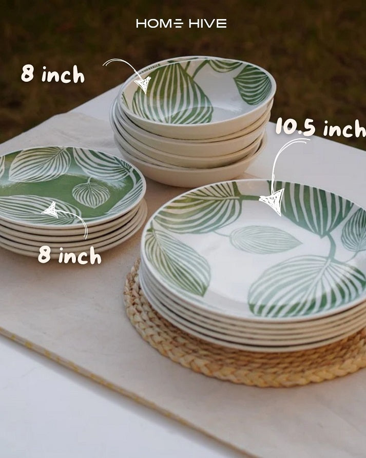 Green Leaf Porcelain Dinnerware Set (18 pieces)