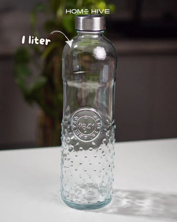 Embossed Glass Bottle with Metal Cap