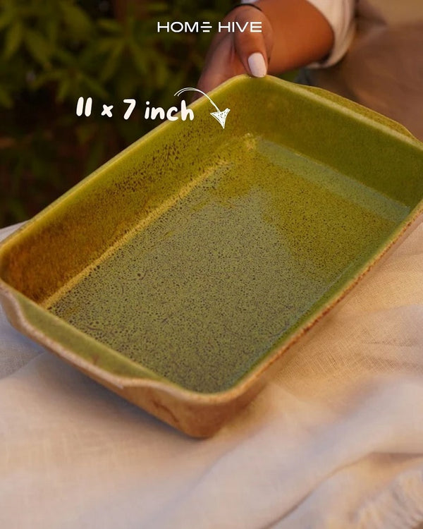 Green Rectangular Baking Casserole