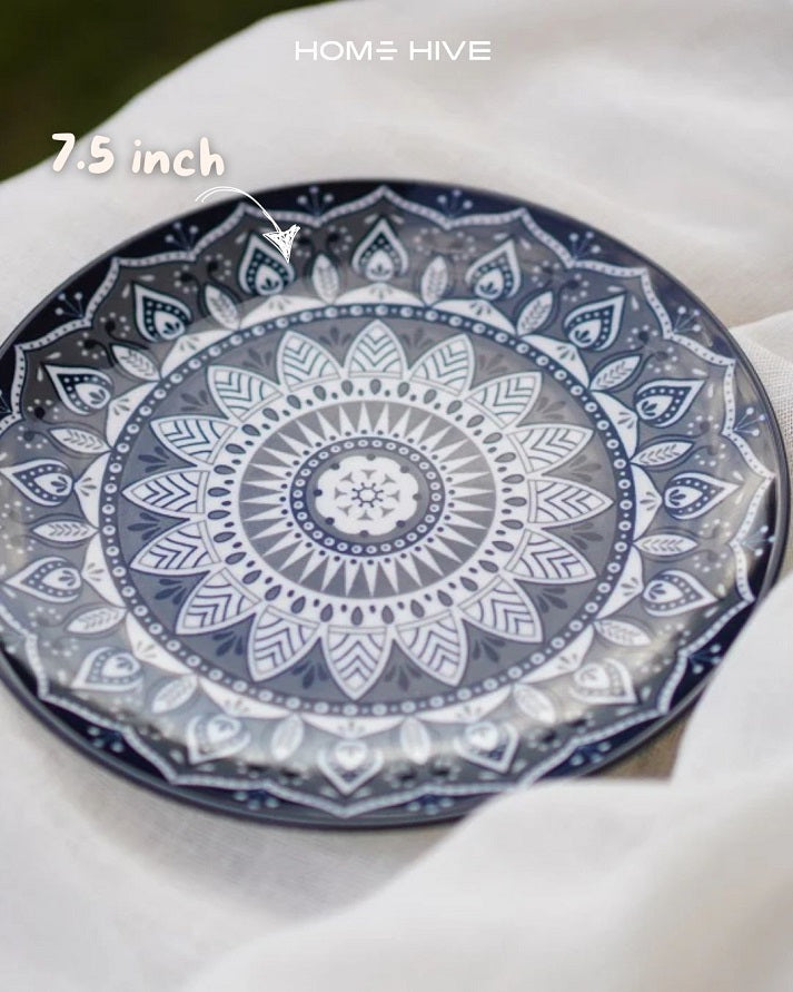Dark Blue Indigo Bloom Dessert Plate