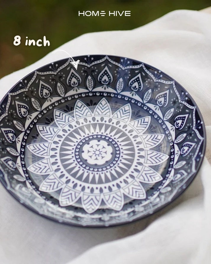 Dark Blue Indigo Bloom Deep Plate