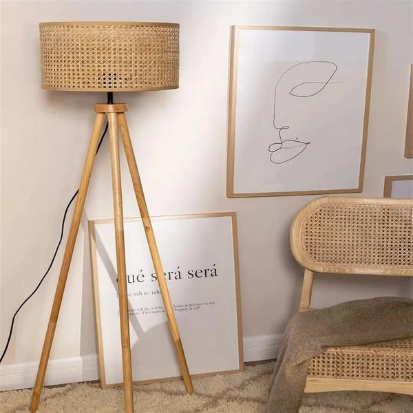 Cane Weave Tripod Lamp