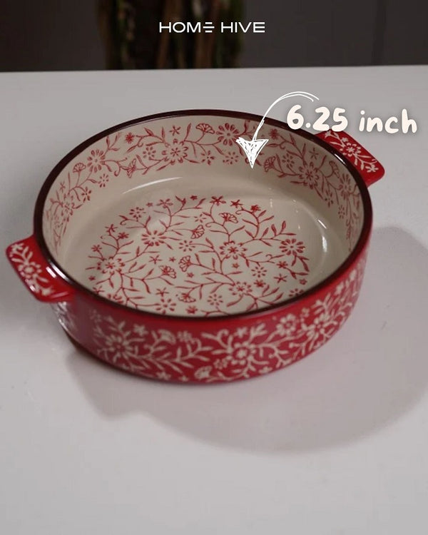Scarlet Bloom Round Dish