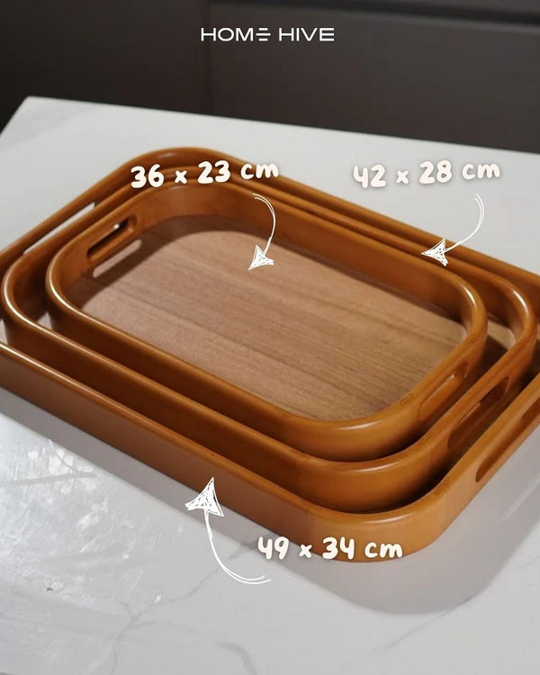 Rustic Wooden Tray (3 Pieces)