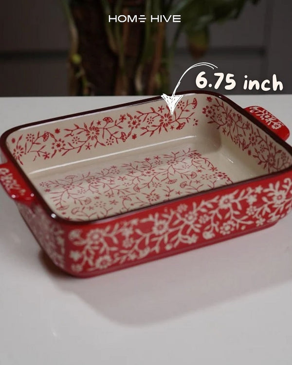 Scarlet Bloom Rectangle Dish