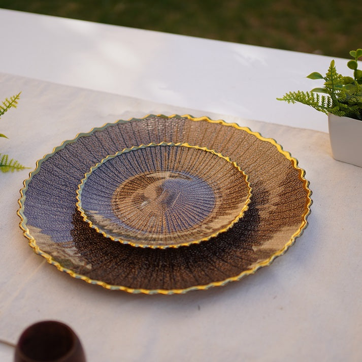 Crystal Lace Plate Set – Mocha Gold