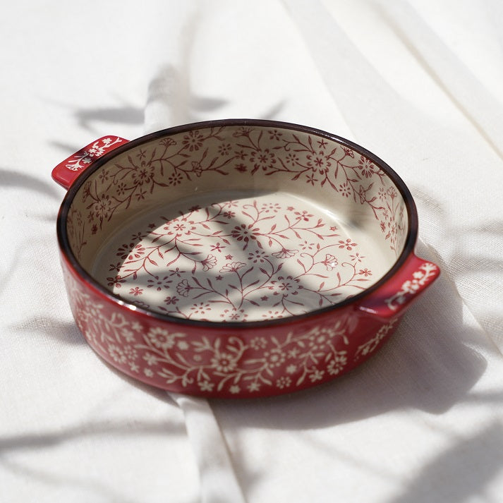Scarlet Bloom Round Dish