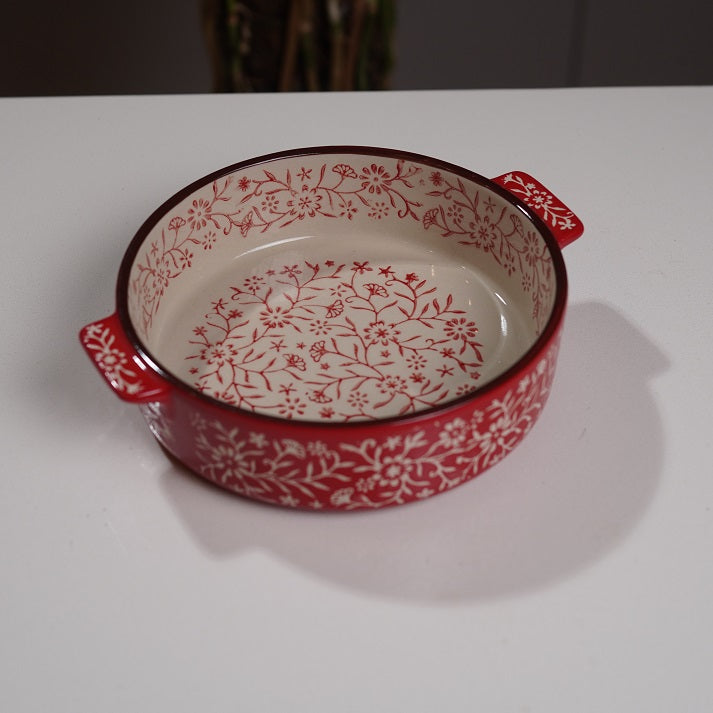 Scarlet Bloom Round Dish