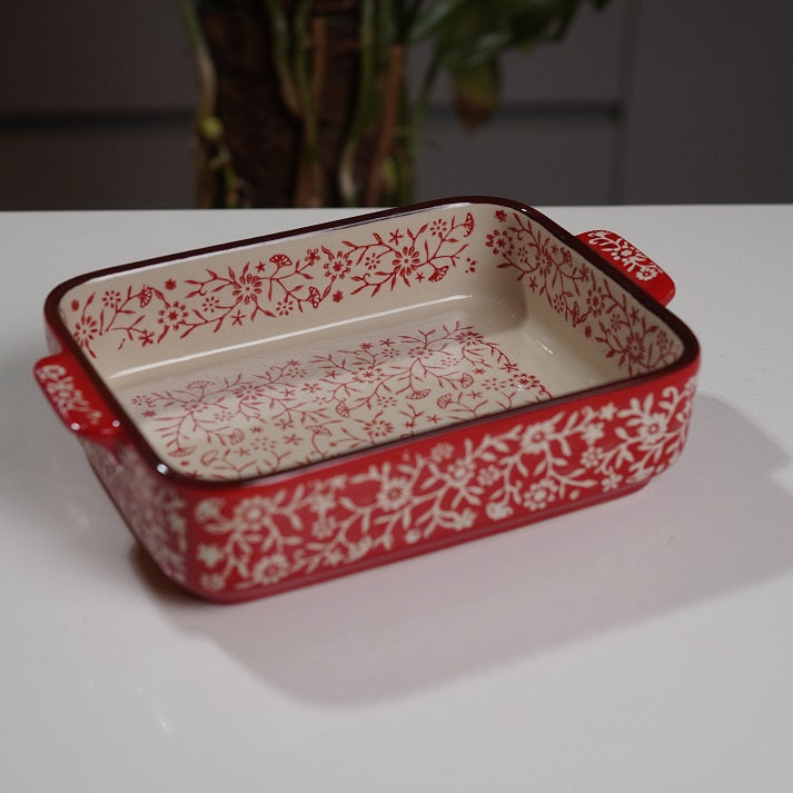 Scarlet Bloom Rectangle Dish