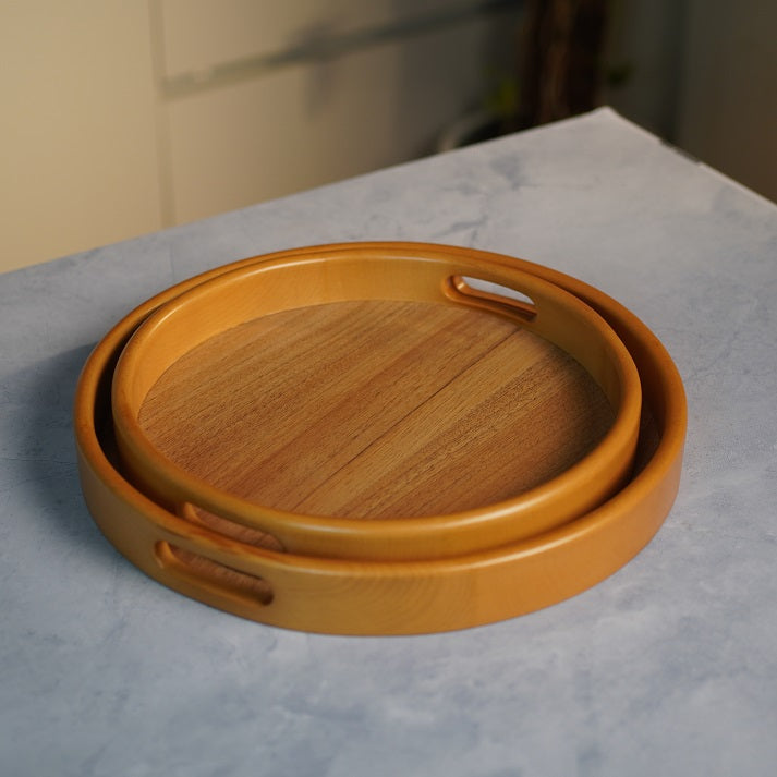 rustic Round wooden tray (2 pieces)