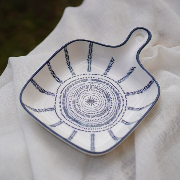 Indigo Bloom Handle Dish