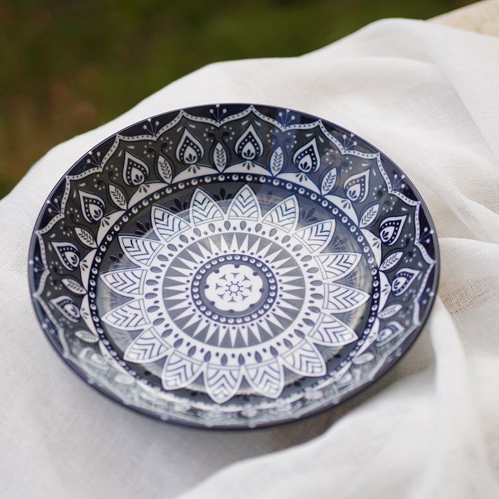 Dark Blue Indigo Bloom Deep Plate