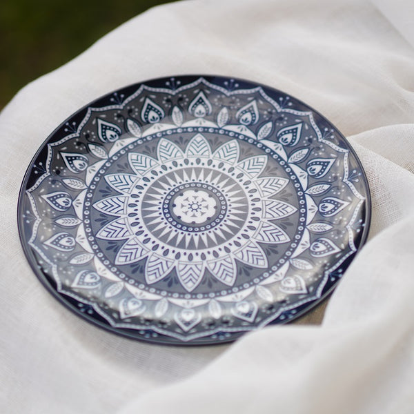 Dark Blue Indigo Bloom Dessert Plate