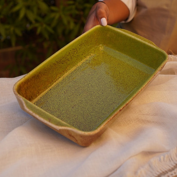 Green Rectangular Baking Casserole
