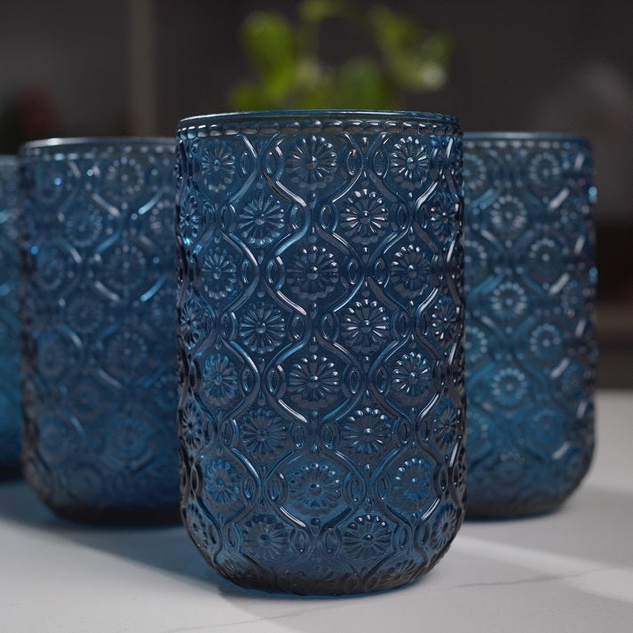 Blue Mosaic Glass Tumbler Set (6 Pieces)