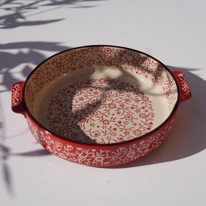 Scarlet Bloom Round Dish Medium