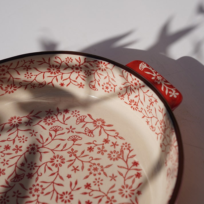 Scarlet Bloom Round Dish Medium
