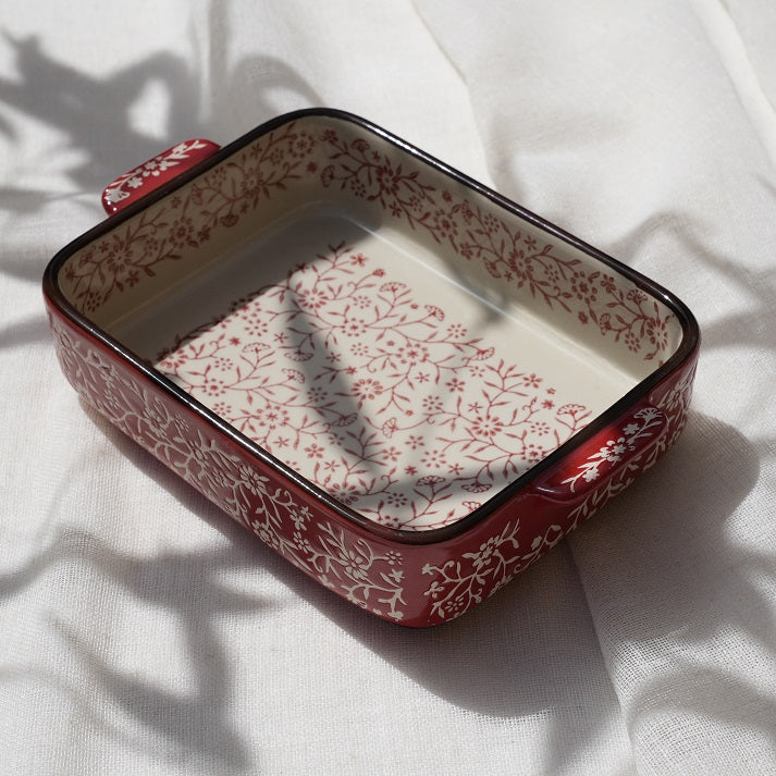 Scarlet Bloom Rectangle Dish