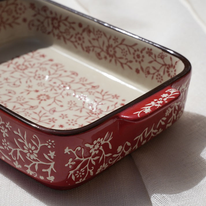 Scarlet Bloom Rectangle Dish
