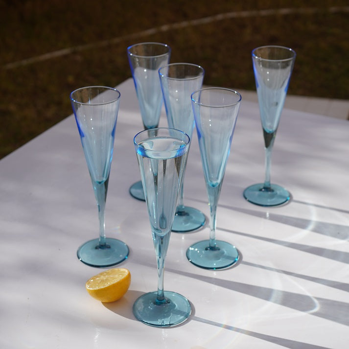 Ocean Mist Champagne Flute Set (6 Pieces)