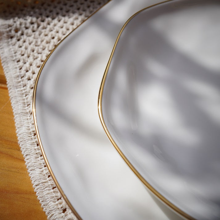 Golden Edge Texture Dinner Set (30 Piece)