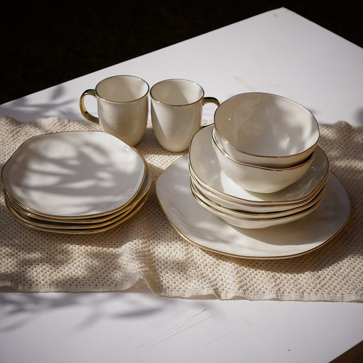 Golden Edge Texture Dinner Set (30 Piece)