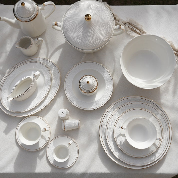 Royal Ivory Gold Dinner Set (59 Piece)