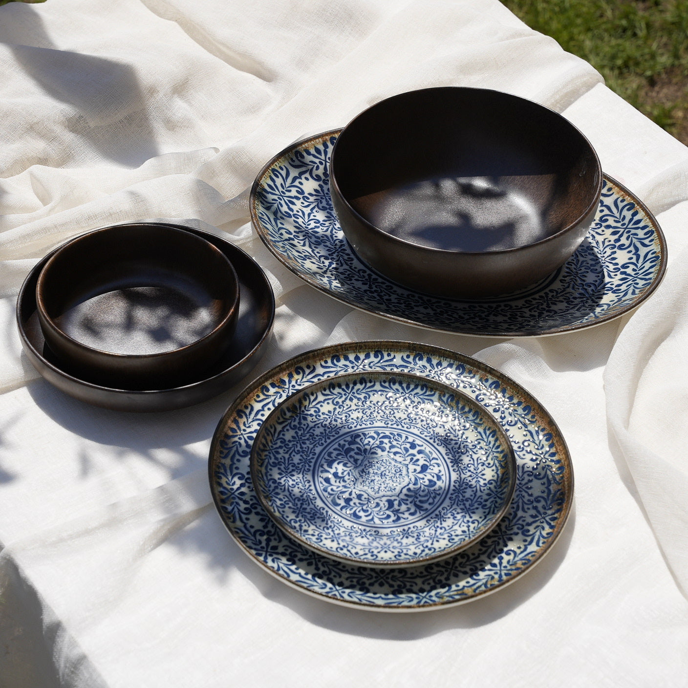 Mix And Match Brown Dinner Set (26 Piece)