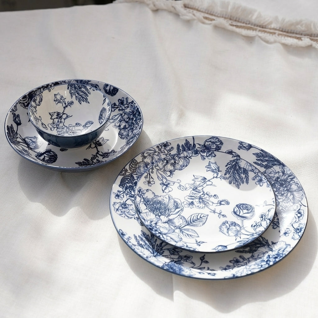 Blue Garden Dinner Set (24 Pieces)