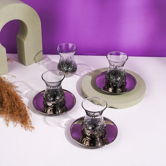 Platinum-Glass Tea set