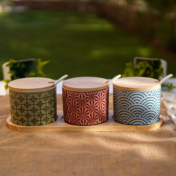 Textured Porcelain Spice Canister Set