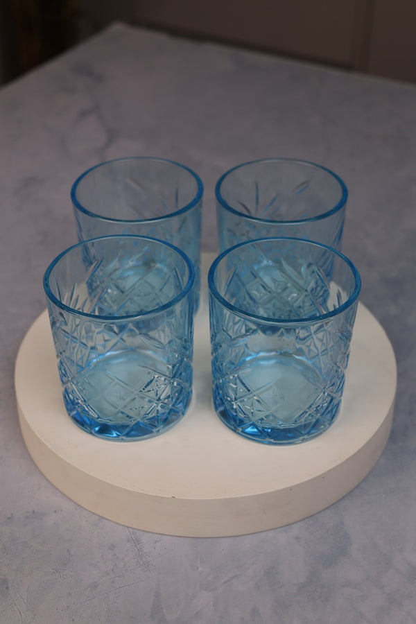 Blue Prism Ribbed Tumbler Set (4 Pieces)