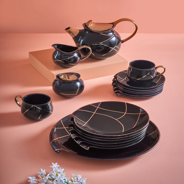 Ebon Elegance Tea & Dessert Set